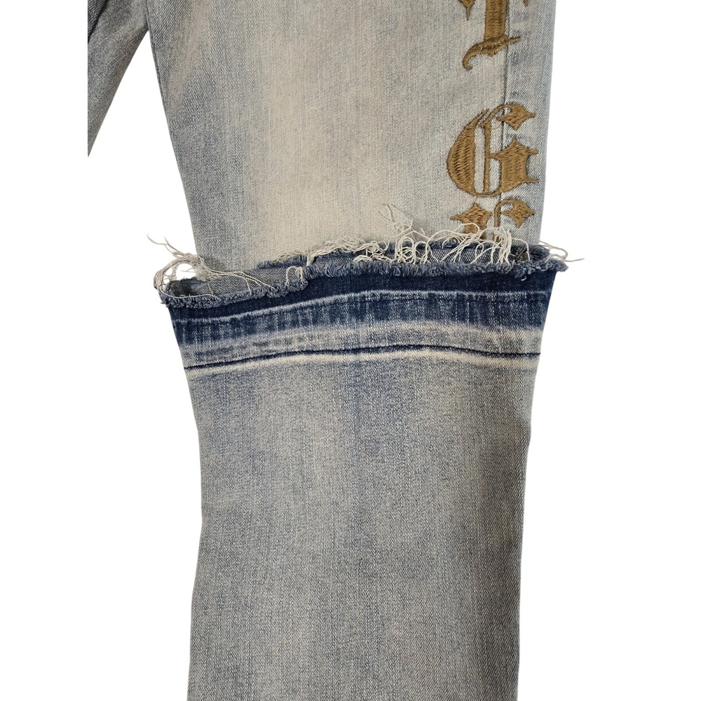 Waimea Mens 34x36 Lost Generation Embroidered Stacked Fit Jeans Bleach Wash NEW - Picture 6 of 13